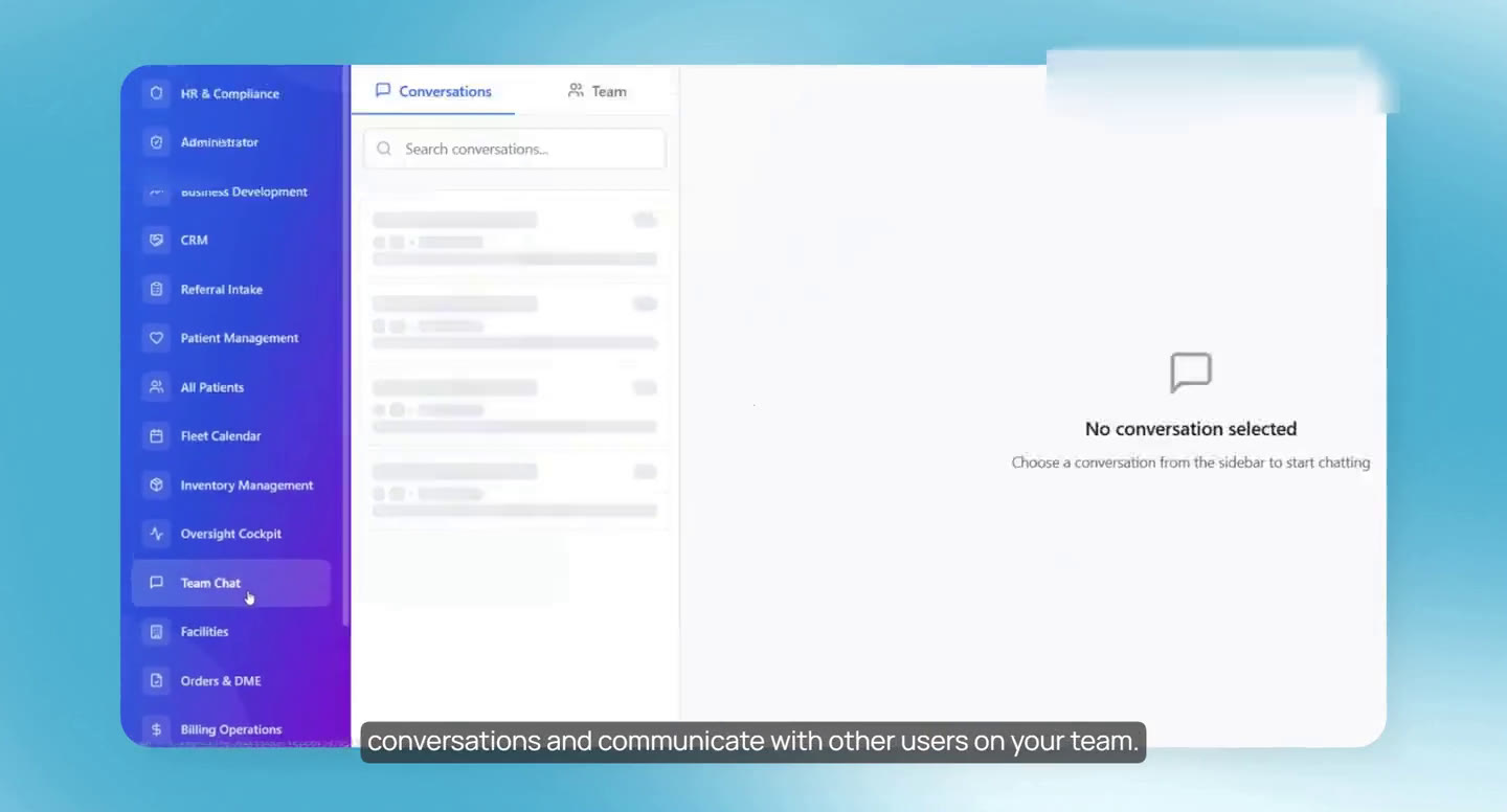 Team Chat conversation list (test users).