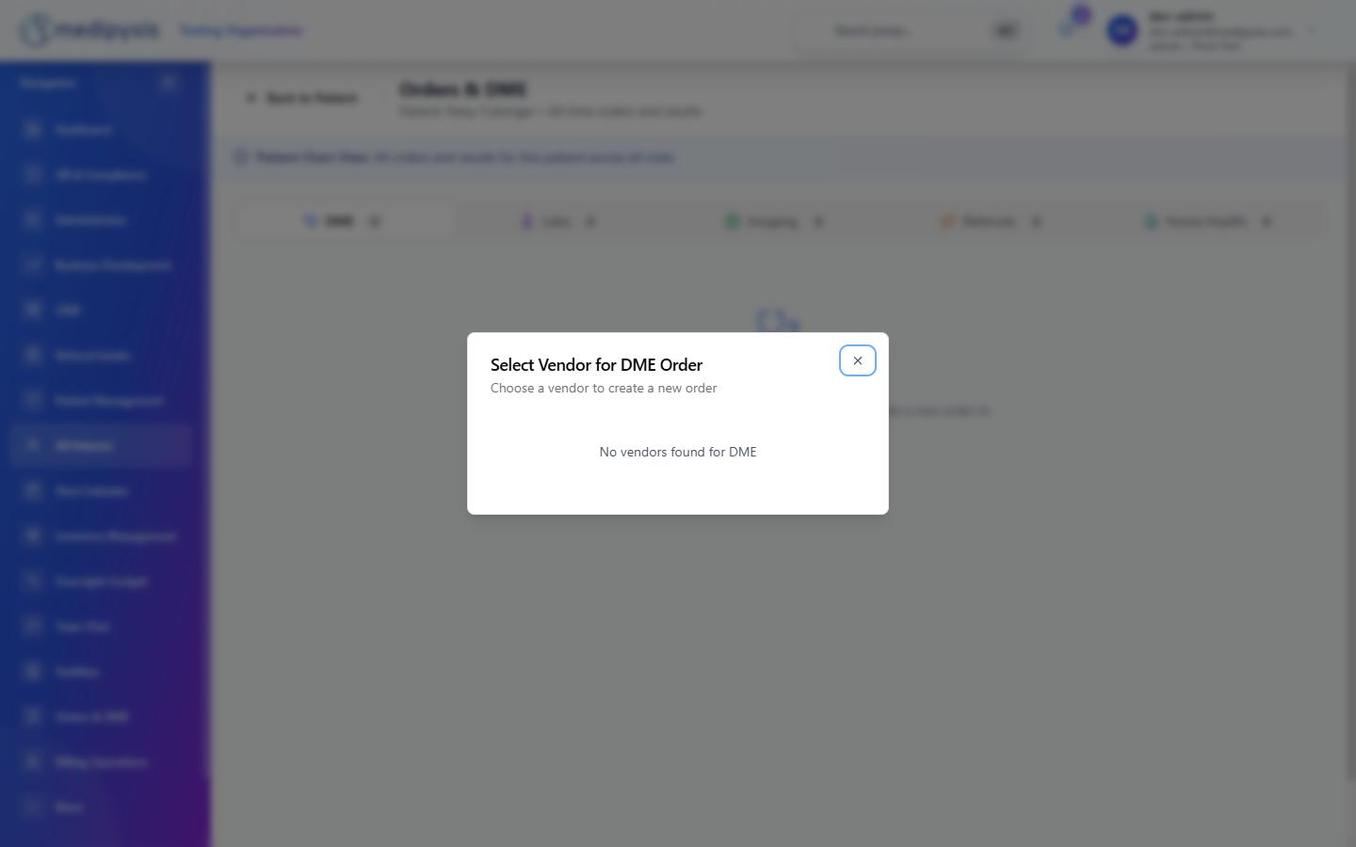 DME order creation form