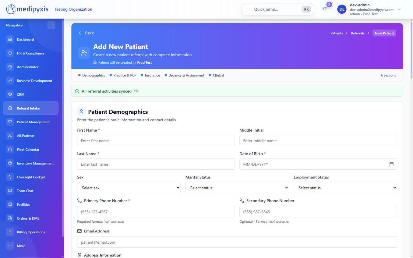 New Referral form